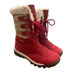 Bearpaw Red Suede Sheepskin Ophelia Winter Snow Waterproof Boots Size 7